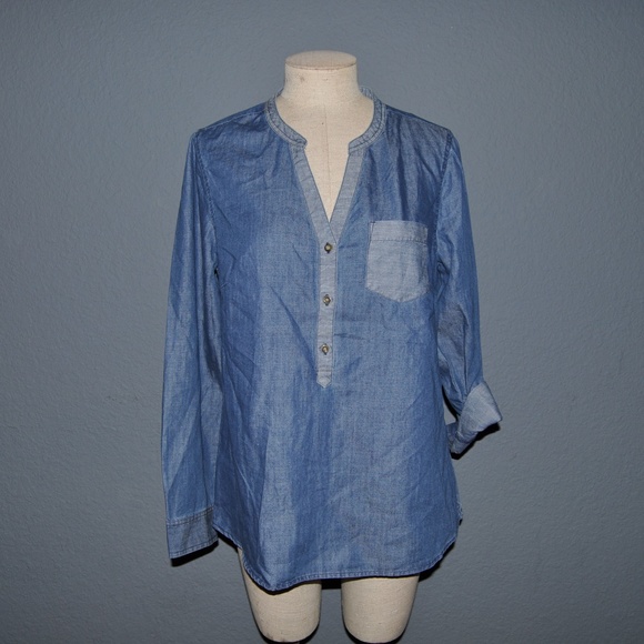 New GAP Mixed Chambray Split-Neck Tunic NWT [D1] - Picture 4 of 8